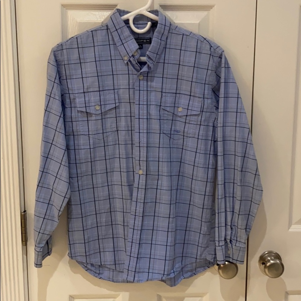 Roper Western Shirt - Blue plaid - Boys XL